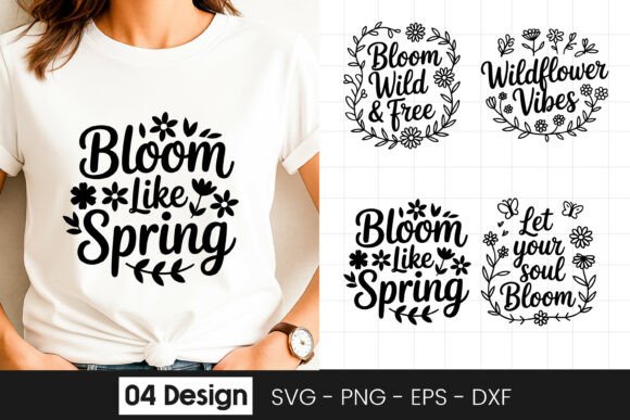 Bloom into Spring Floral Quote SVG PNG for Graphics and Crafts