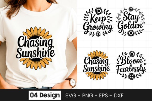 Chasing Sunshine Positive Quote SVG PNG Graphics for Crafts