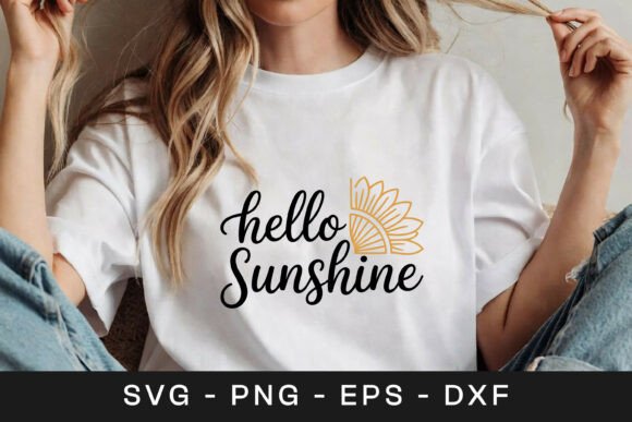 Hello Sunshine Positive Floral Quote SVG Graphics Crafts