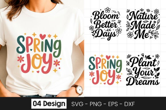 Spring Joy Positive Floral Quote SVG PNG for Graphics and Crafts