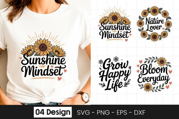 Sunshine Mindset Positive Quote SVG PNG Graphics for Crafts