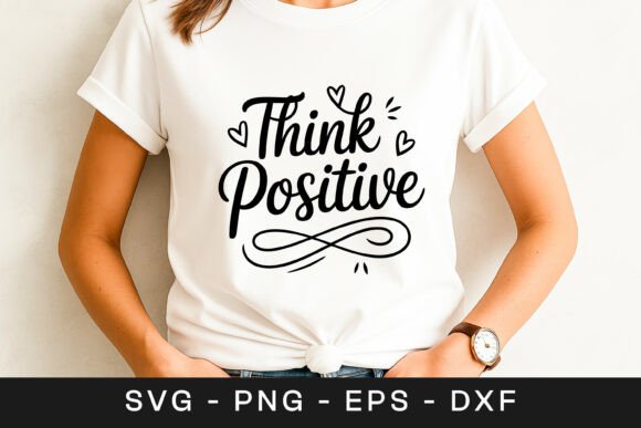 Think Positive Inspirational Quote SVG for Graphics and Crafts