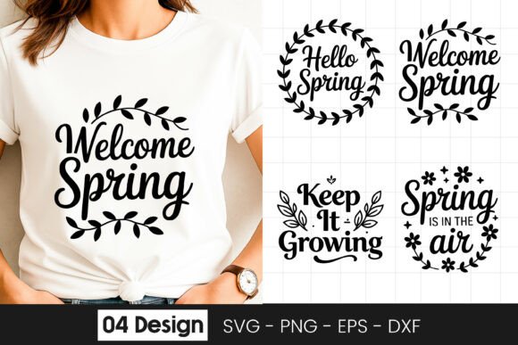 Welcome Spring Floral Quote SVG PNG for Graphics and Crafts